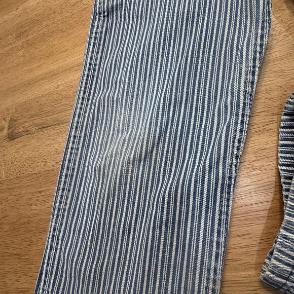 Round House Boys Striped Train Conductor Style Bib Coveralls Size 5 Thomas Train - Picture 13 of 14